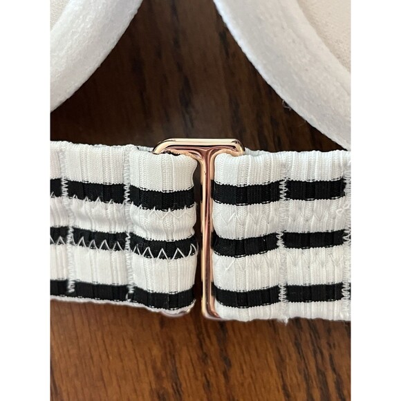 Shade & Shore Underwire Halter Swimsuit Bikini Top Size 34DD Black & White - Picture 4 of 5